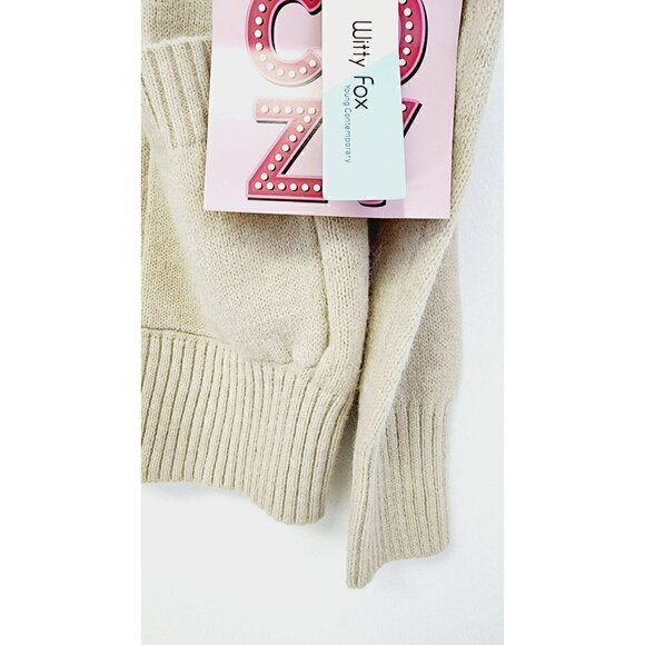 Witty Fox Sweater Tan Rhinestone Button Oversized Cardigan XS - Picture 4 of 7